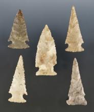 Set of 5 classic Texas Ensor points. The largest is 2 1/4". Certificate of Museum Deaccession.