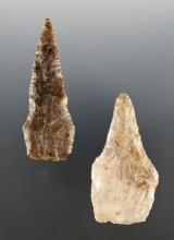 Pair of nicely made Plateau Pentagonals found at the Maybe Site, Oregon. The largest is 2 11/16".