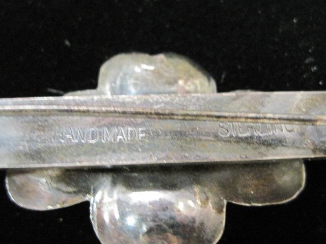 Sterling Silver Handmade Flower Bar Pin