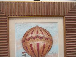 Two Framed/Matted Vintage Hot Air Balloon Prints