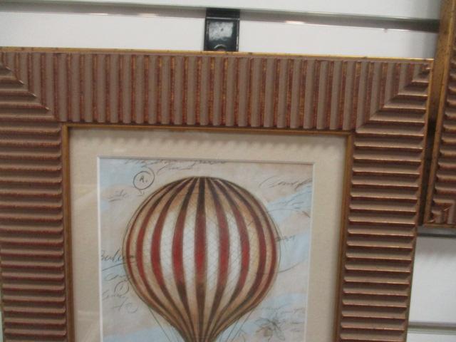Two Framed/Matted Vintage Hot Air Balloon Prints