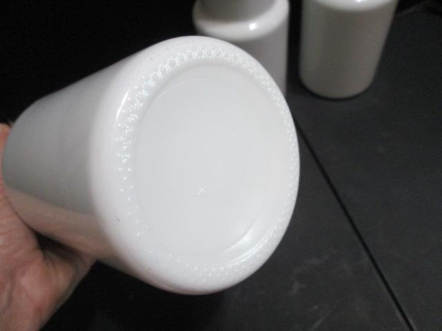 Three Milk Glass Bottle Jars