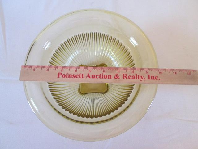 Vintage Ribbed Yellow/Amber Glass Nesting Mixing Bowl Set
