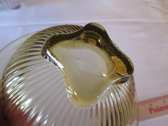 Five Vintage Clear and Yellow/Amber Glass Mixing Bowls