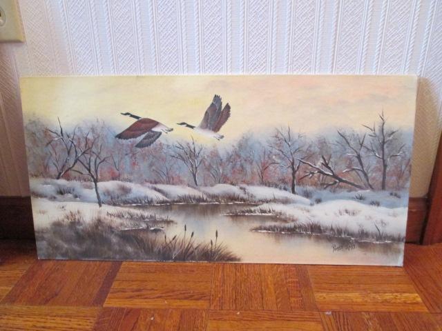 Old Unframed Mallard Duck and Canadian Goose Paintings