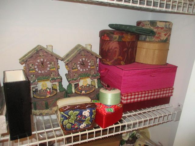 Closet Contents-Dried Floral Wreaths, Artificial Florals, Woven Waste Baskets,