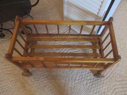 Antique Wood Doll Bed and Stroller