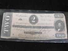 1864 $2 Confederate Note from Richmond, VA
