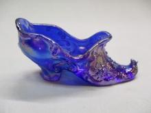 Vintage Mosser Victorian  Cobalt Rose Glass Shoe 6"