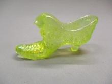 Vaseline Glass Cat Head Shoe 6"