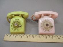 2 Vintage Rotary Dial Phone Music Boxes 3"w X 2 1/2"h