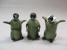 3 Vinci Dynasty Gallery Art Glass Penguins 5"