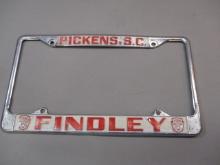 Pickens SC License Plate Frame