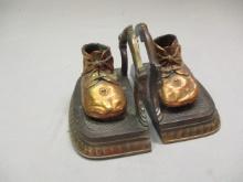 Vintage Bronze Baby Shoes Bookends