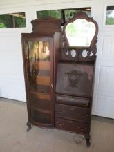 Antique Oak Larkin Desk w/Display Cabinet