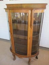 Antique Oak Bow Front China Cabinet