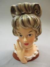 1960's Lady Head Vase #K1678 By Relpo 9 1/2"