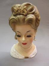9 1/2"  - 1963 Lady Head Vase E1068 By Inarco