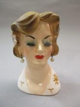 1950's Lady Head Vase 6"