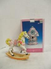Sculpted Resin Carrousel Horse Figurine and Clock in Original Box