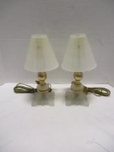 Pair of Frosted Vanity/Desk Lamps with Frosted Glass Shades