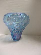 Iridescent Blue Puffy Iris Parlor Lamp Glass Shade