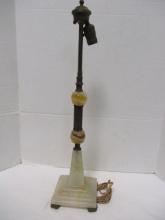 Art Deco Marble and Brass Candlestick Table Lamp