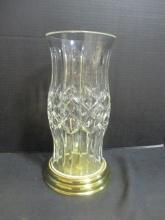 Waterford Crystal "Fitzwilliam" Hurricane Lamp on Gold Base
