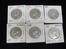 Lot of (6) Panama 1/2 Balboa Coins