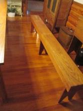 Rustic Hand Constructed Oak Plank Farmhouse Bench with Wrought Head Nails