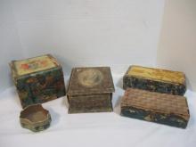Antique Collar Box with Two Size 16 1/2 Collars, 3-D Cameo Jewelry Box,