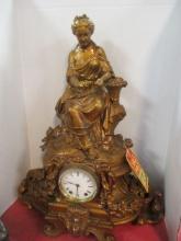 Antique Seth Thomas Gilt Figural Statue Clock