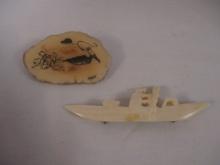 Alaskan Pre Ban Ivory Carved Inuit Jewelry