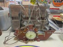 Midcentury Electric United Model 811 Wooden Ship TV Light Clock