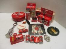 Coca-Cola Miniature Quartz Clock, Coasters, Bottle Openers, Magnets,