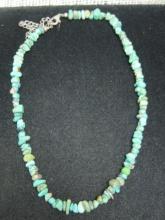 Turquoise Chip Necklace with Sterling Silver Clasp