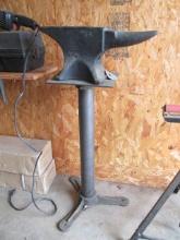 Single Horn Blacksmith Anvil on Metal Stand