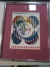 Framed and Matted Yaacov Agam Abstract Art Print