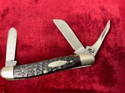 Vintage Case XX USA 1965-69 Bone 6347 HP Stockman Knife, Folding multi blade
