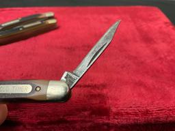 Trio of Vintage Folding Pocket Knives, Schrade Old Timer, 18OT, 2x 104OT