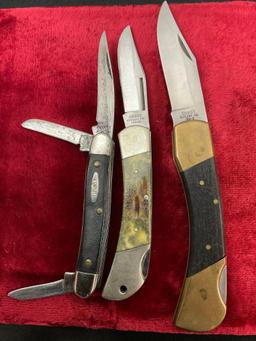 Trio of Coast Cutlery Folding Pocket Knives, 760-3, 7000B, and unmarked Stockman Triple Blade