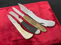 Group of 4 Parker Cut Co. Folding Pocket Knives, World Fair, Stainless, Bone, & Wooden Handle