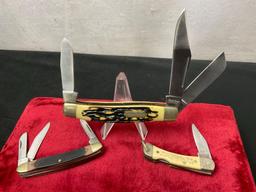 Trio of Schrade Folding Pocket Knives, Old Timer 108OT, Uncle Henry Stockman, Schrade+ 511 SC