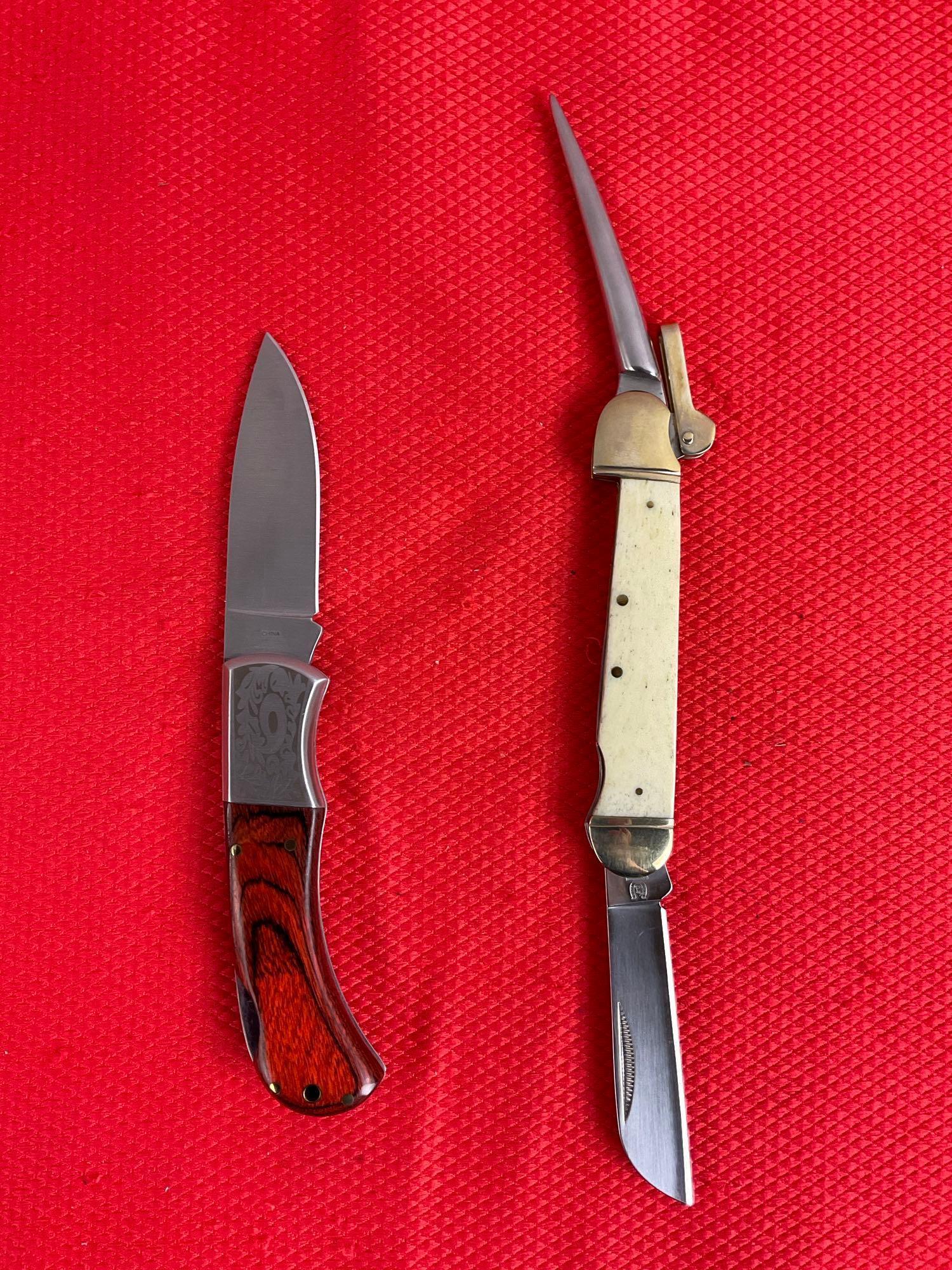 2 pcs Rough Rider 3.25" 440 Steel Folding Blade Pocket Knives Models 182 & 577. NIB. See pics.