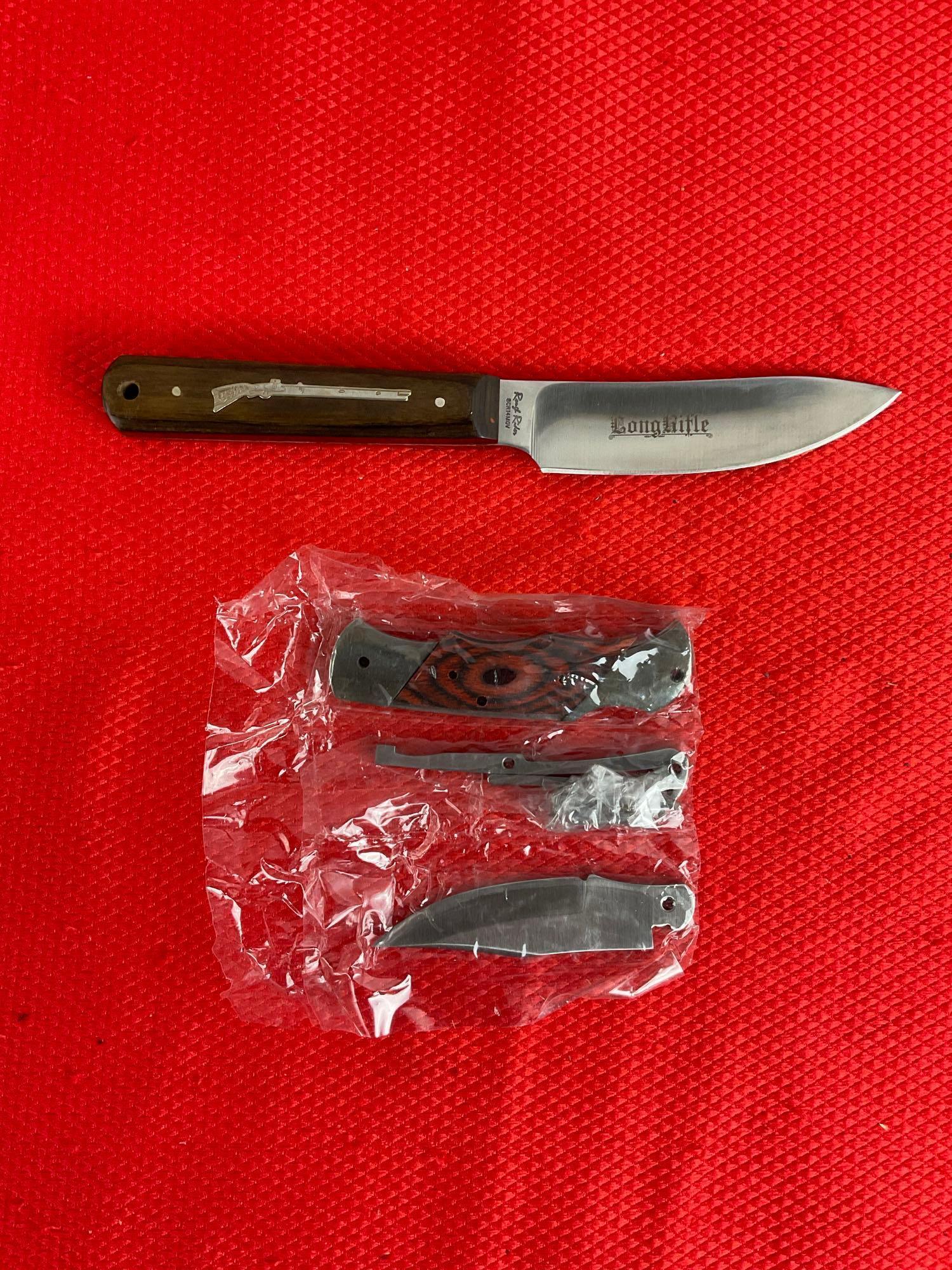 2 pcs Rough Rider Steel Knives Assortment Models RR610 Patch Knife & SO-RRCS4 Kit. NIB. See pics.