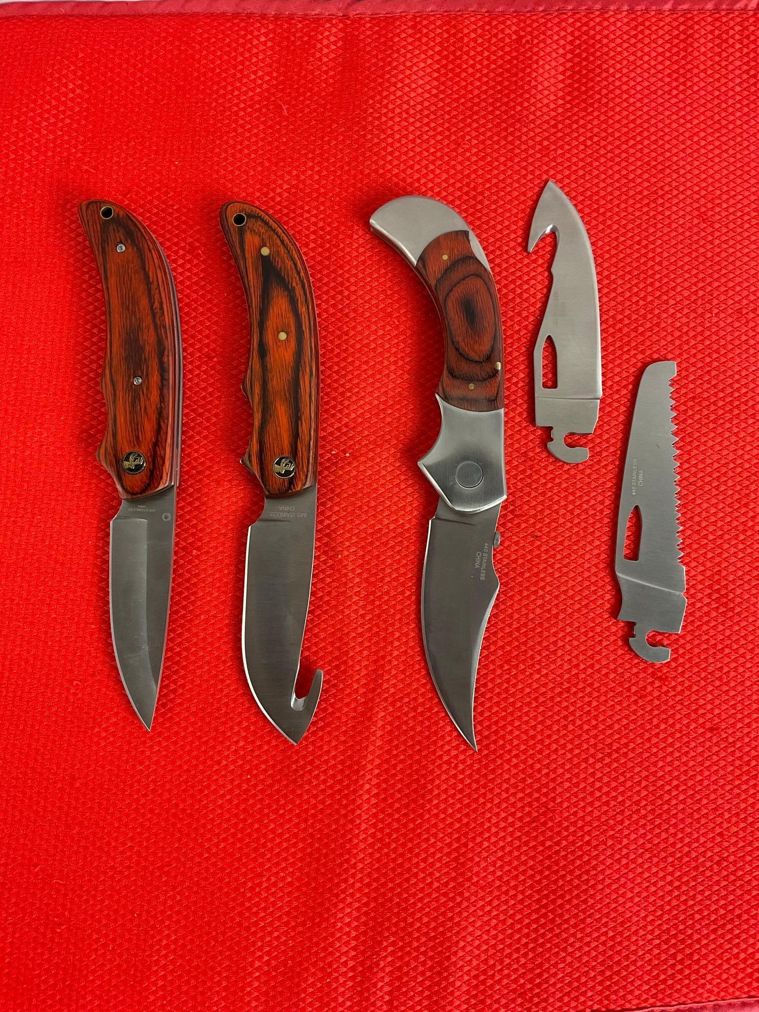 2 pcs Elk Ridge Steel Hunting Knives Model ER-13 & ER-055 w/ Nylon Sheathes. NIB. See pics.