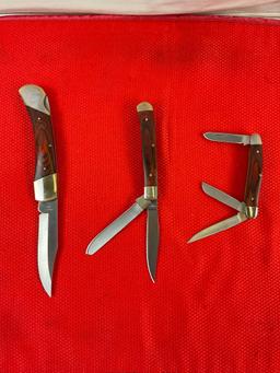 Remington 3 pcs Folding Pocket Knife Gift Set in Collectible White Tailed Deer Tin Box. NIB. See