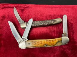 Pair of Case xx Knives, Folding Multi Blades, #s 62087 & 6318HP SSP, missing one blade