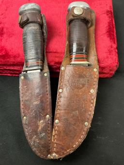 Pair of Vintage Remington Fixed Blade Knives, RH32 & RH50, w/ sheaths