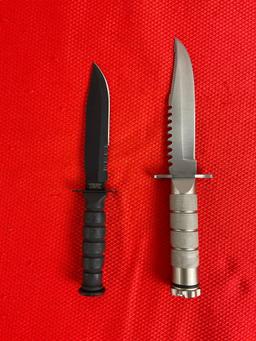 2 pcs 4" Steel Fixed Blade Hunting Knives. Hero Edge H-4874-M. Ramster KT-2181CH. See pics.